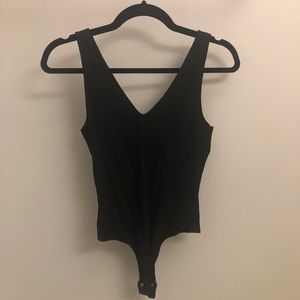 Garage V-Neck Black Bodysuit